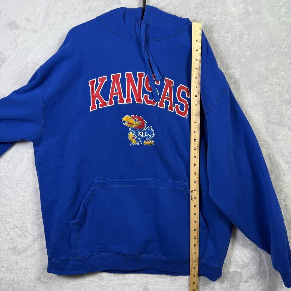 Kansas Jayhawks Hooded Sweatshirts Men's XL Blue Soft Campus Drive Embroidered - Picture 7 of 14